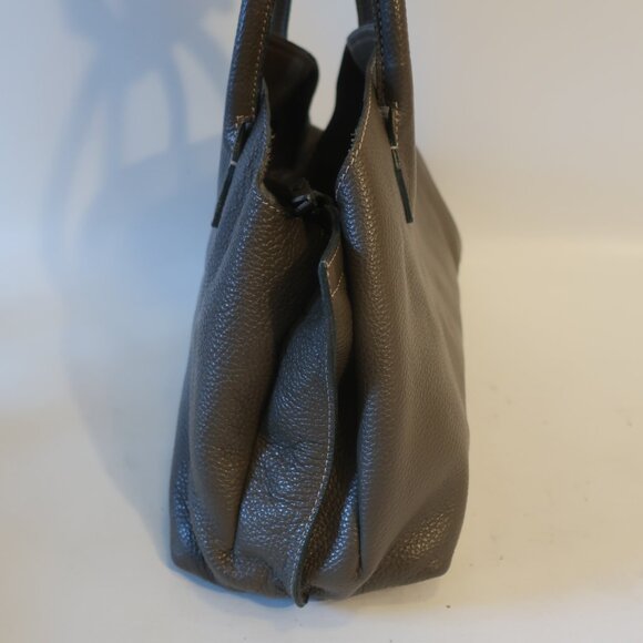 Womens Sundance Brown-Taupe Pebbled Leather Hobo Shoulder Satchel Handbag * - Picture 5 of 11